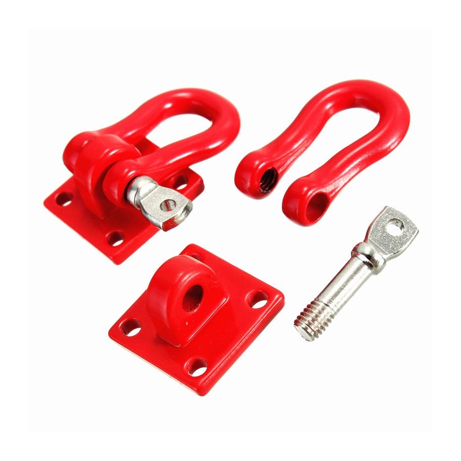 RCparts 1/10 Scale Crawler Accessory Metal Heavy Duty Shackle W/Mounting Bracket Red (2Pcs)