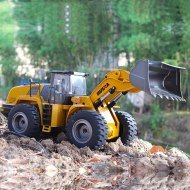 Retroescavatore Bulldozer Metallico Giallo Huina 1/14 2.4Ghz