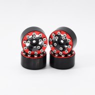 Axial SCX24 CNC Aluminum Screws-Style Beadlock Wheels Red (4Pcs)